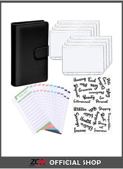 ZCM-HAPPY A6 Loose Leaf Folder Hand Account Book Macaron Notebook Leather PU6 Hole Loose Leaf Book Cash Budget Book Black  - Image 1