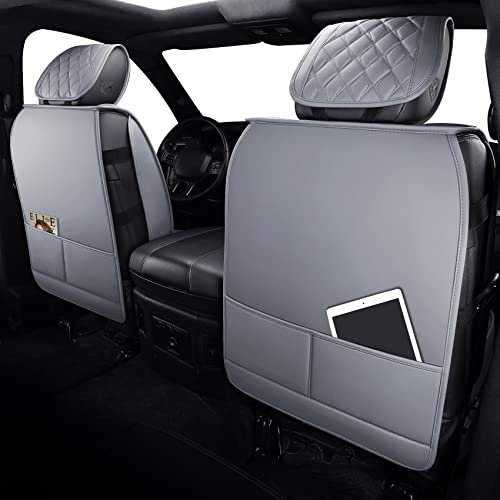 Aierxuan Dodge Ram Car Seat Covers Front Pair Waterproof Leather Custom Fit 2009-2025 1500/2500/3500 Crew Quad Regular Cab Truck Pickup Compatible with Airbag(2 PCS Front/Grey) - Image 3