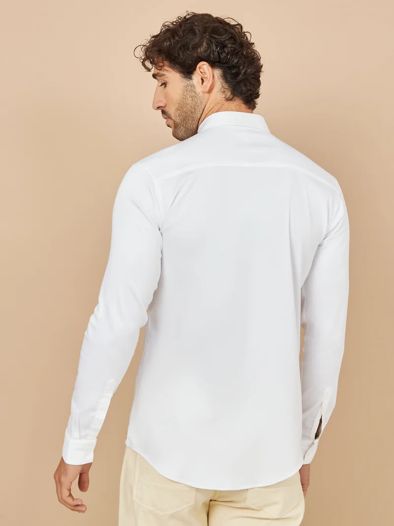 Styli Embroidered Collar Detail Slim Fit Shirt