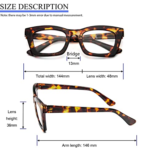 REAVEE 6 Pack Oprah Style Reading Glasses for Women Blue Light Blocking Cute Square Computer Readers with Spring Hinge 1.5 - Image 5