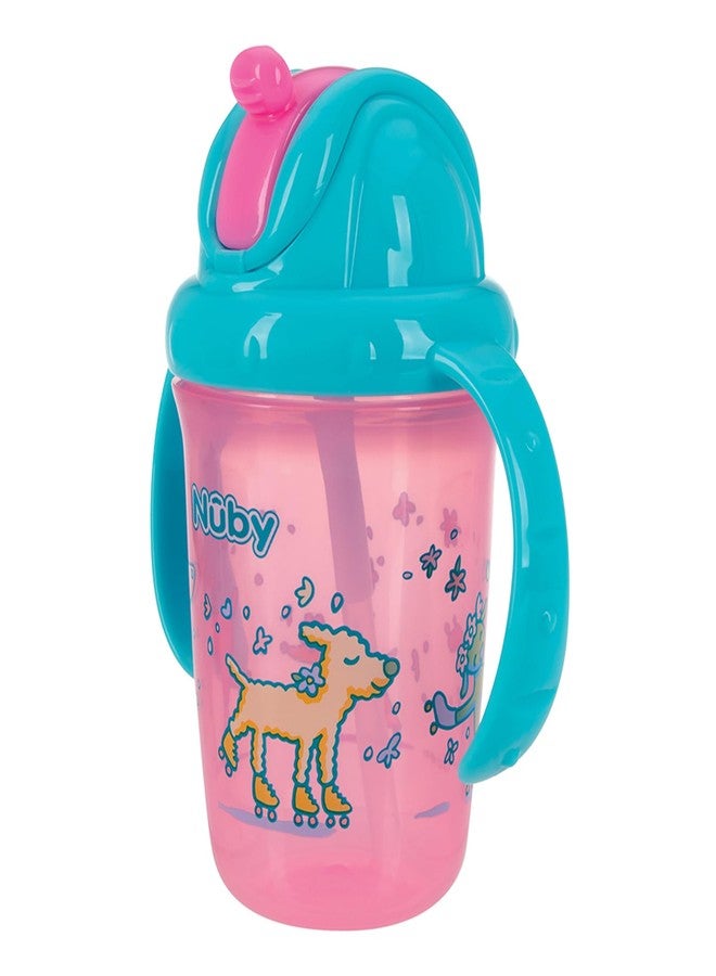 Nuby 2-Handle No-Spill Flip-it Fat Straw Printed Cup - 8oz/ 240 ml, 12+ Months, 1pk Prints May Vary - Image 3