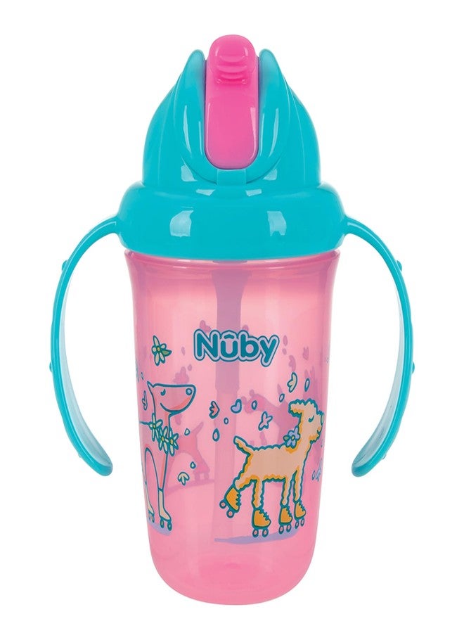 Nuby 2-Handle No-Spill Flip-it Fat Straw Printed Cup - 8oz/ 240 ml, 12+ Months, 1pk Prints May Vary - Image 2
