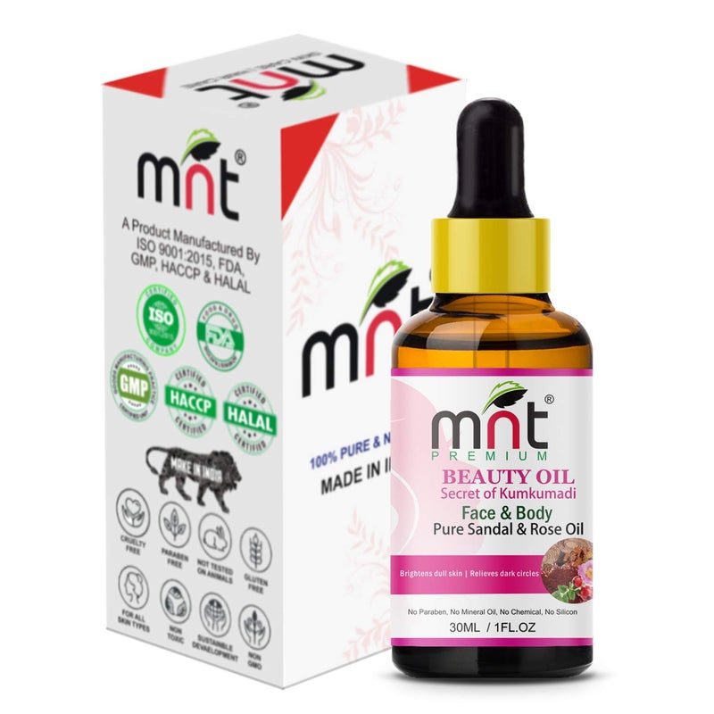 MNT Beauty Oil Kumkumadi with Pure Sandal & Rose Oil (30ml) For Brightens dull skin & Reduce dark Spots - Image 2