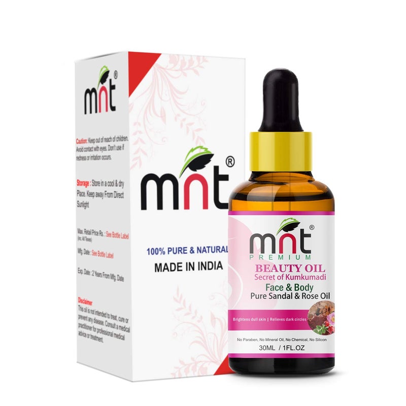 MNT Beauty Oil Kumkumadi with Pure Sandal & Rose Oil (30ml) For Brightens dull skin & Reduce dark Spots - Image 1