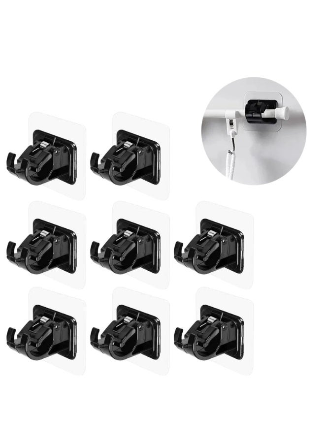 Self Adhesive Curtain Rod Bracket, No Drill Drapery Hooks Holder, Plastic Easy Sticky Curtain Rod Hooks，8 Pcs - Image 1