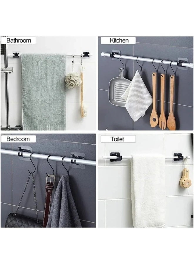 Self Adhesive Curtain Rod Bracket, No Drill Drapery Hooks Holder, Plastic Easy Sticky Curtain Rod Hooks，8 Pcs - Image 3