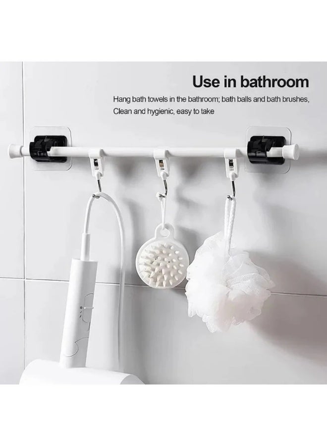 Self Adhesive Curtain Rod Bracket, No Drill Drapery Hooks Holder, Plastic Easy Sticky Curtain Rod Hooks，8 Pcs - Image 2