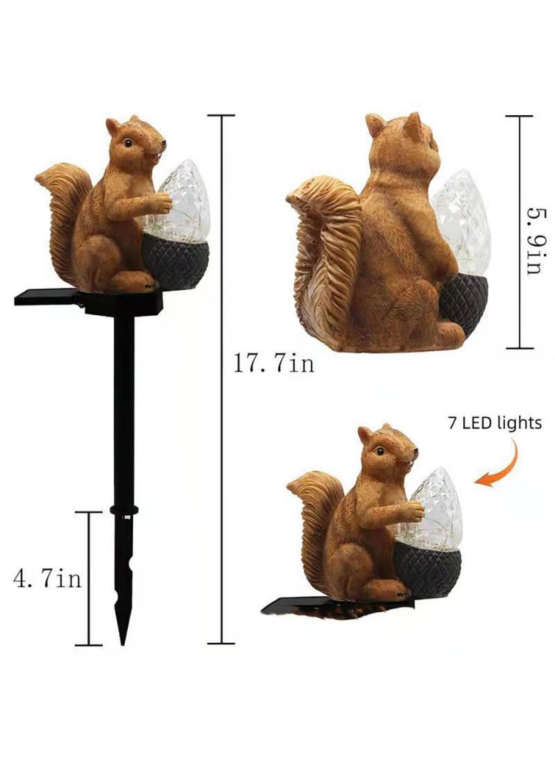 2 Pieces Crystal Squirrel Model Solar LED Lights Effect Garden Light Auto On OR Off Dust To Dawn Outdoor Waterproof Landscape Decoration Solar Powered Security Torch Light - Image 5