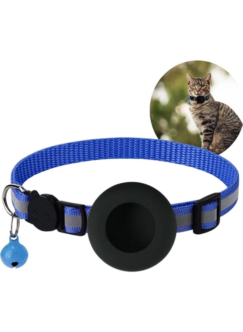Meetion 1pc Airtag Case Collar for Cats with Protective Case for Anti Lost Locator Tracker Dog Accessories Reflective Pet Collars (Blue) - Image 1
