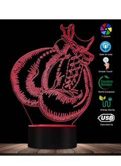 althiqahkey Multicolour Boxing Gloves LED Desk Lamp Boxing Lighting Art 3D Optical Illusion Night Lights Sports Decor For Boxing Lovers Athlete  - Image 3