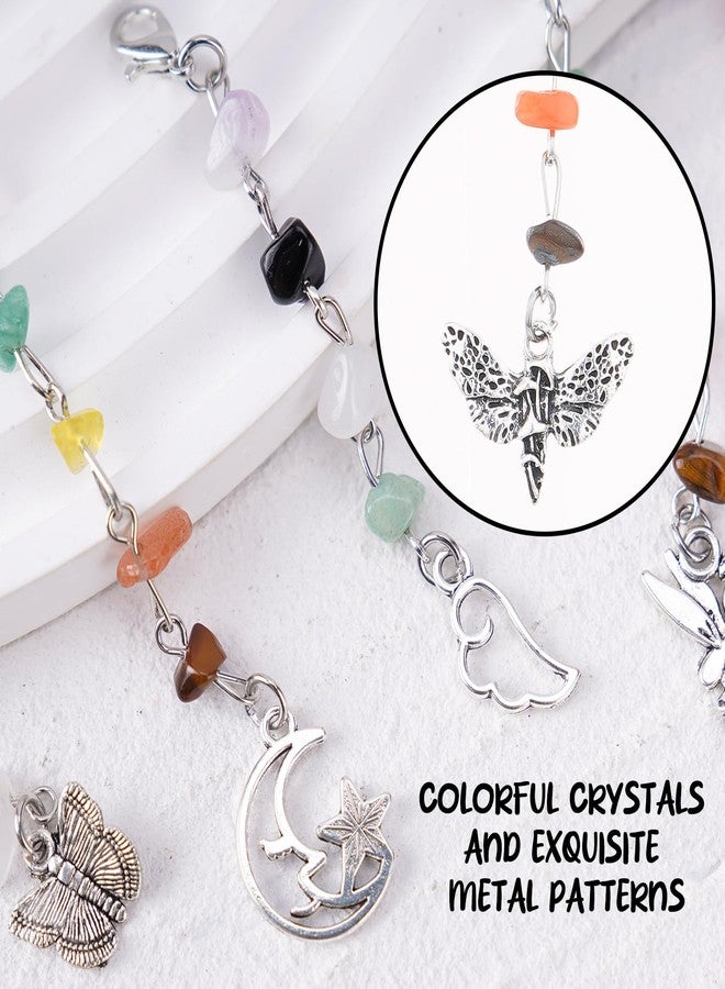 FRESHME Hair Jewelry for Women - 10PCS Long and Short Natural Stone Hair Charms for Braids Hair Chains In Bling Tassel Butterfly Sun Moon Pendants for Renaissance Photography Halloween Accessories - Image 5