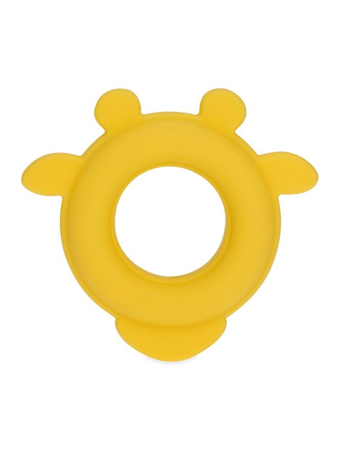 نوبي عضاضة نوبي المصنوعة من الخشب الطبيعي مع سيليكون ناعم، تصميم بسيط وسهل التنظيف، لون أصفر على شكل زرافة - Image 2