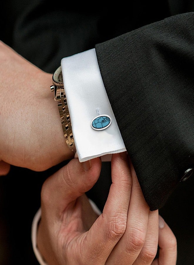 Wynameleri Cufflinks with Blue Volcanic Rock in Gift Box - Image 4