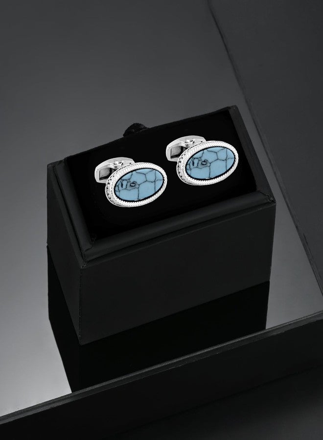Wynameleri Cufflinks with Blue Volcanic Rock in Gift Box - Image 5