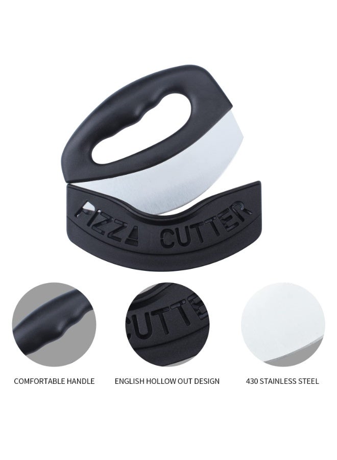 HOMESTAR Stainless Steel Pizza Cutter , Cheese Slicer Food Chopper , Ultra Sharp Blade Stainless Steel Pizza Wheel Rocker Slicer with Protective Sheath, Multi-Purpose Kitchen Baking Tool, Dishwasher Safe , Black ,15*12.5 cm - Image 3