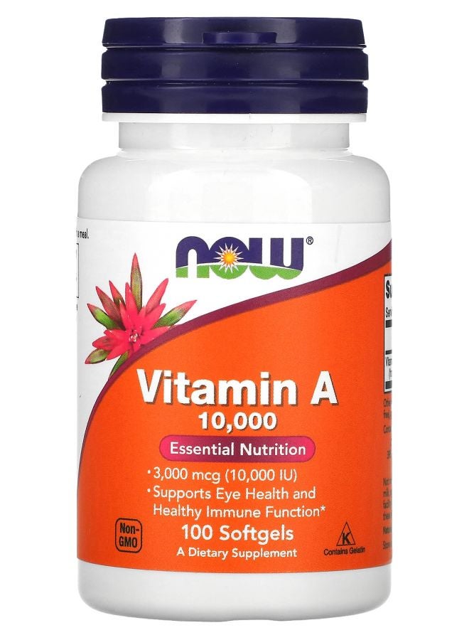 now Vitamin A 10000 IU 100 Softgels