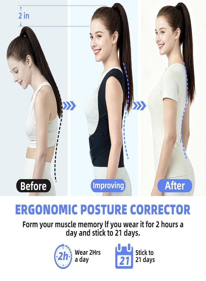 babaka Back Brace Posture Corrector for Women and Men, Adjustable Shoulder Brace for Upper and Lower Back Pain Relief - Improve Posture Correct Hunchback Slouching Kyphosis (Medium, Waist: 29.5"-35.4"'') - Image 3