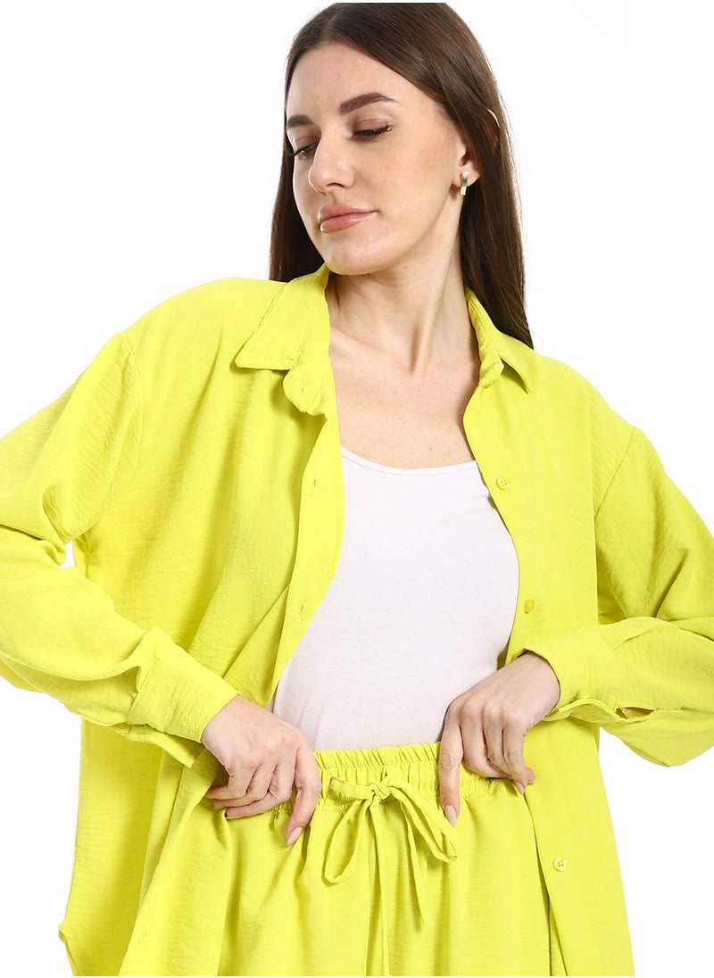 Women's two-piece open-front button-up suit