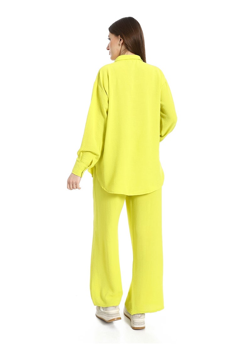 Women's two-piece open-front button-up suit
