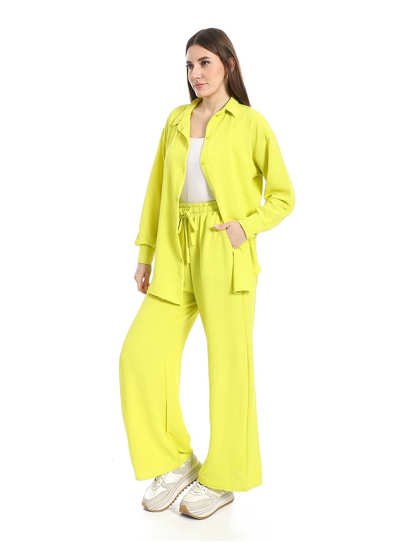 Women's two-piece open-front button-up suit