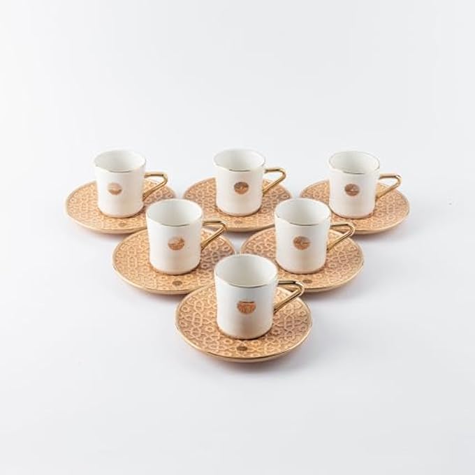rayihni Rosette Collection Orange Color Porcelain Turkish Coffee Set  Vibrant 80 Mm Cultural Serving Set With Artistic Flair - Image 2