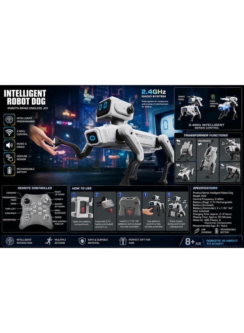 Intelligent Rc Robot Dog With Gesture Sensing, Voice Interaction, Multi-Action Movements, Rechargeable Battery, For Kids Ages 8+ - Image 2