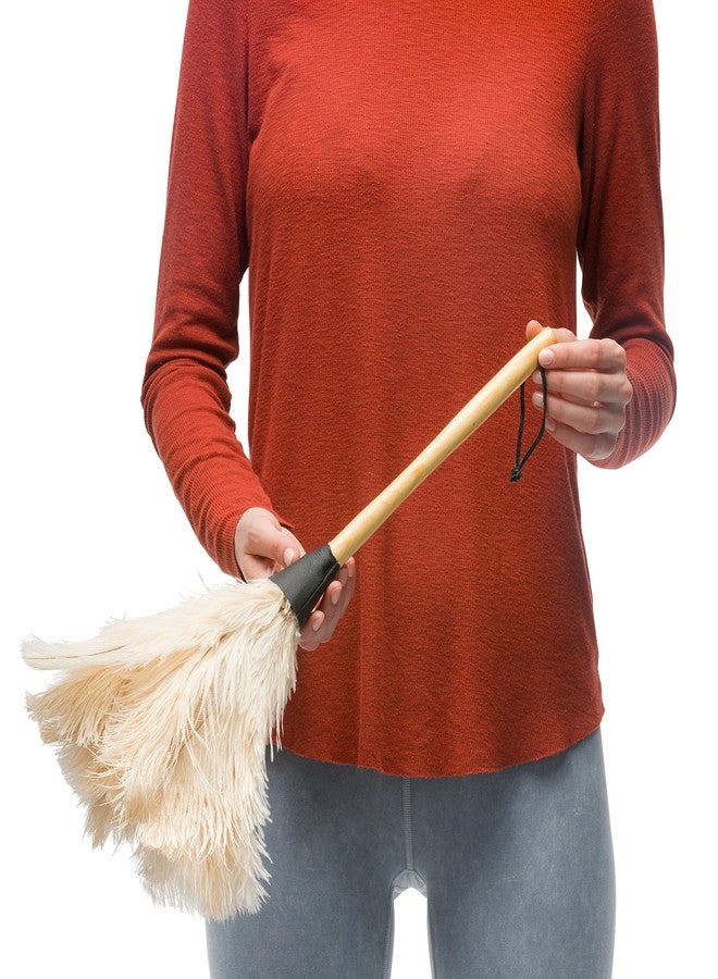Redecker Ostrich Feather Duster with Varnished Wooden Handle, 19-2/3-Inches, White - Image 4