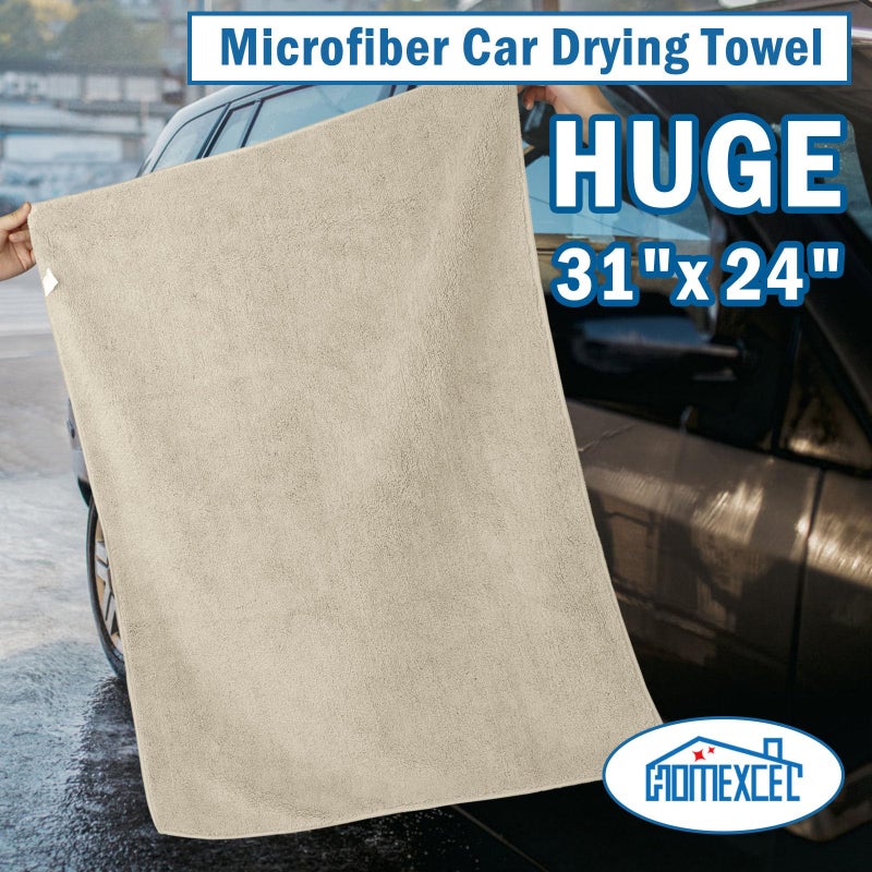 HOMEXCEL Professional Large Microfiber Car Drying Towels 2 Pack, Lint Free, Scratch Free, Highly Absorbent Drying Towel for Cars, SUVs, RVs, Trucks, and Boats,31" x 24",Brown - Image 3