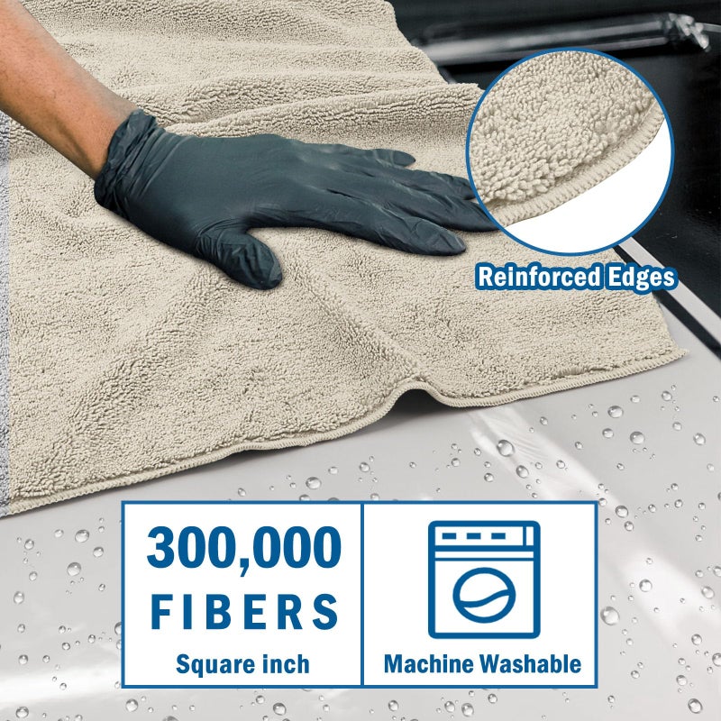 HOMEXCEL Professional Large Microfiber Car Drying Towels 2 Pack, Lint Free, Scratch Free, Highly Absorbent Drying Towel for Cars, SUVs, RVs, Trucks, and Boats,31" x 24",Brown - Image 2