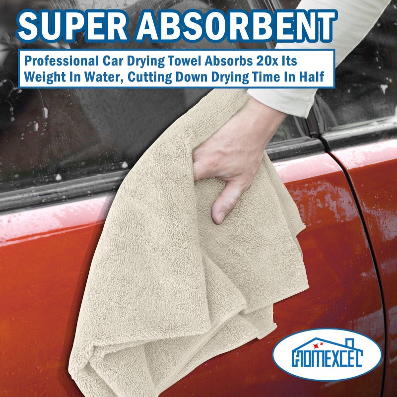 HOMEXCEL Professional Large Microfiber Car Drying Towels 2 Pack, Lint Free, Scratch Free, Highly Absorbent Drying Towel for Cars, SUVs, RVs, Trucks, and Boats,31" x 24",Brown - Image 4