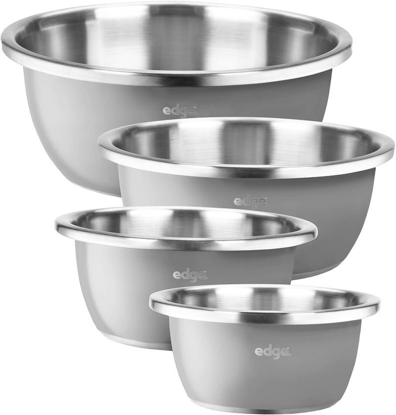 Edge Stainless Steel Nested Commercial Grade Mixing Bowl 4-Piece Set, Charcoal - Image 1