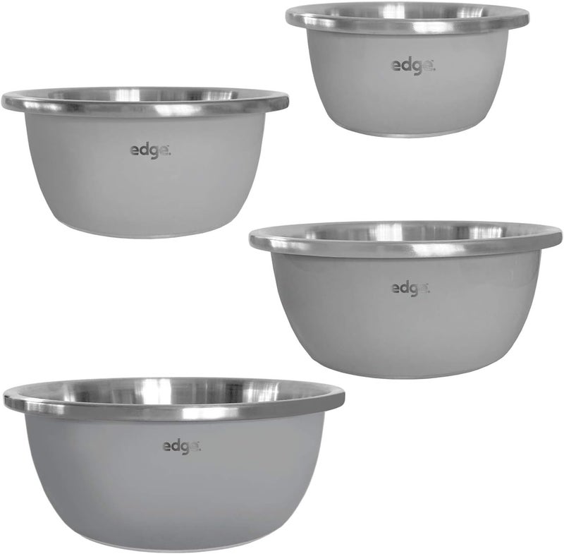 Edge Stainless Steel Nested Commercial Grade Mixing Bowl 4-Piece Set, Charcoal - Image 5