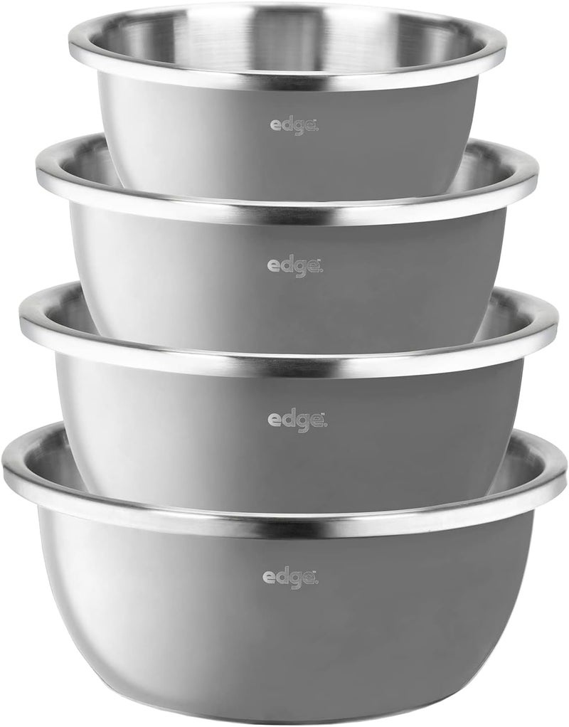 Edge Stainless Steel Nested Commercial Grade Mixing Bowl 4-Piece Set, Charcoal - Image 4