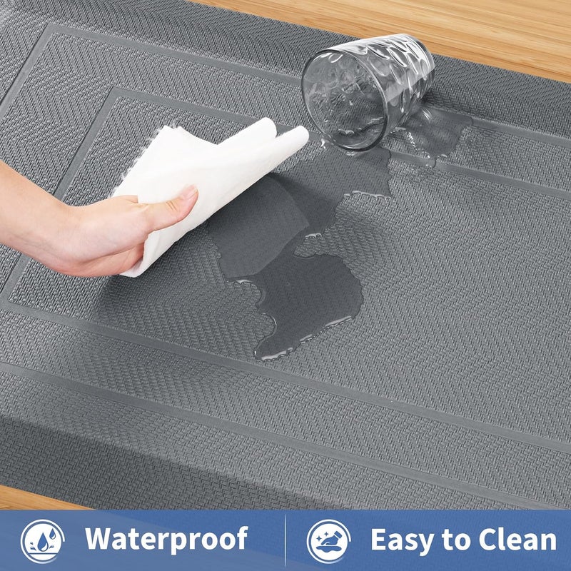 UKISS 9/10"" Extra Thick Cushioned Anti Fatigue Kitchen Mat, Waterproof High Density Foam Standing Desk Mat, Non-Slip Ergonomic Comfort Mat for Kitchen, Office,Workstation Black (Grey, 20" X 48") - Image 5