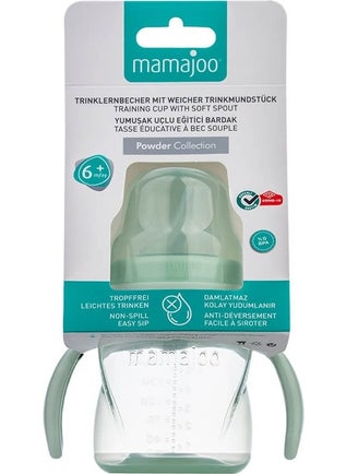 Mamajoo Spillproof Educational Cup with Handle Powder Green 160 ml & Anti-Colic Spout  - Image 4