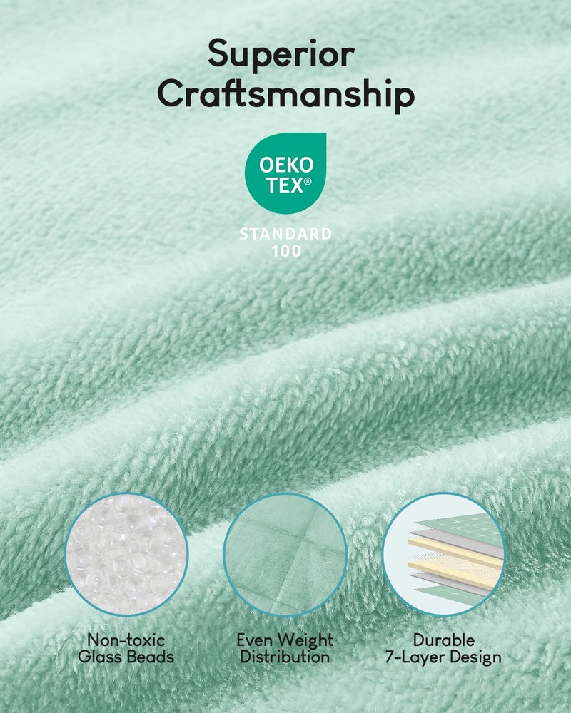 Cottonblue Weighted Blanket for Adults 15 lbs Queen Size 60x80 inches, Cozy Flannel Sherpa Weighted Throw Blankets Comfortable for Calming and Relax, Shaggy Fleece Bed Sofa Heavy Blankets, Dusty Green - Image 4