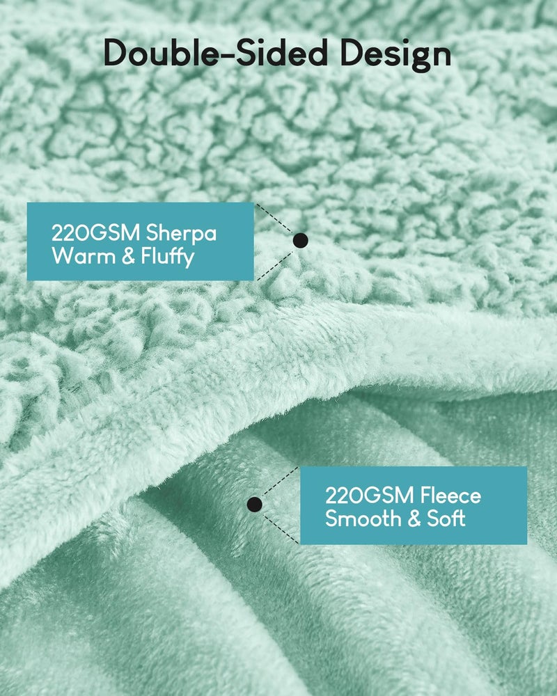 Cottonblue Weighted Blanket for Adults 15 lbs Queen Size 60x80 inches, Cozy Flannel Sherpa Weighted Throw Blankets Comfortable for Calming and Relax, Shaggy Fleece Bed Sofa Heavy Blankets, Dusty Green - Image 3