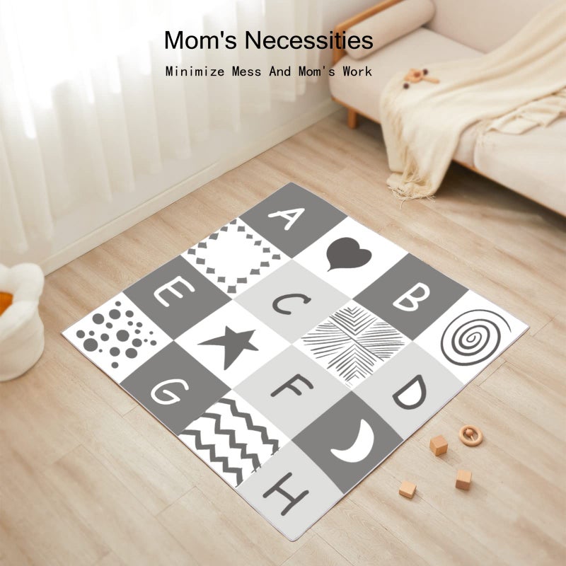 Insular Baby Splat Mat for Under High Chair/Arts/Crafts, Anti Slip and Waterproof Splash Mat for Floor, Portable Picnic Mat, 51x51 Inch, English Letter - Image 2