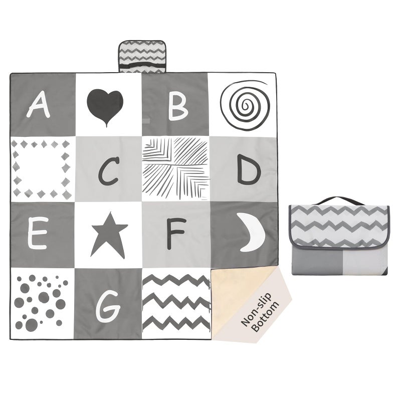 Insular Baby Splat Mat for Under High Chair/Arts/Crafts, Anti Slip and Waterproof Splash Mat for Floor, Portable Picnic Mat, 51x51 Inch, English Letter - Image 1