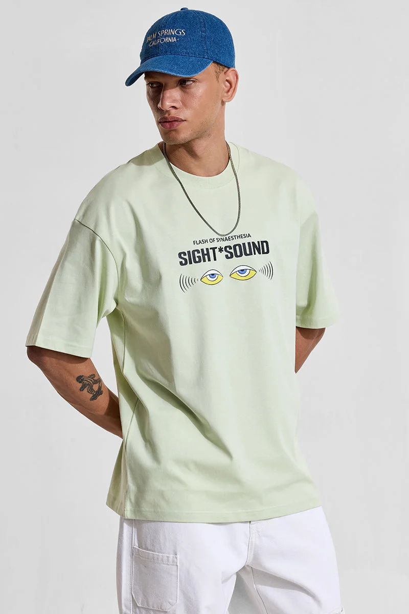 سنيتش Mint Graphic Half Sleeve Oversized Streetwear T-Shirt