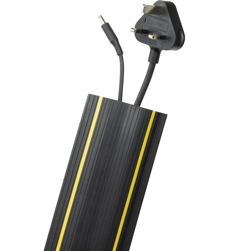 GTSE Floor Cable Cover/Cable Protector, Protect Cables and Prevent Trip Hazards, Heavy Duty, Black and Yellow, 2m Length, Perfect for Offices, Schools, Factories and Outdoor Use - Image 1