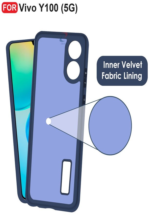CEDO Vivo Y100 / Vivo T2 (5G) Back Cover | Camera Bump Protection & Inner Velvet Fabric Lining | Ultra Slim Matte Soft Rubberised Case Cover (Blue) - Image 4