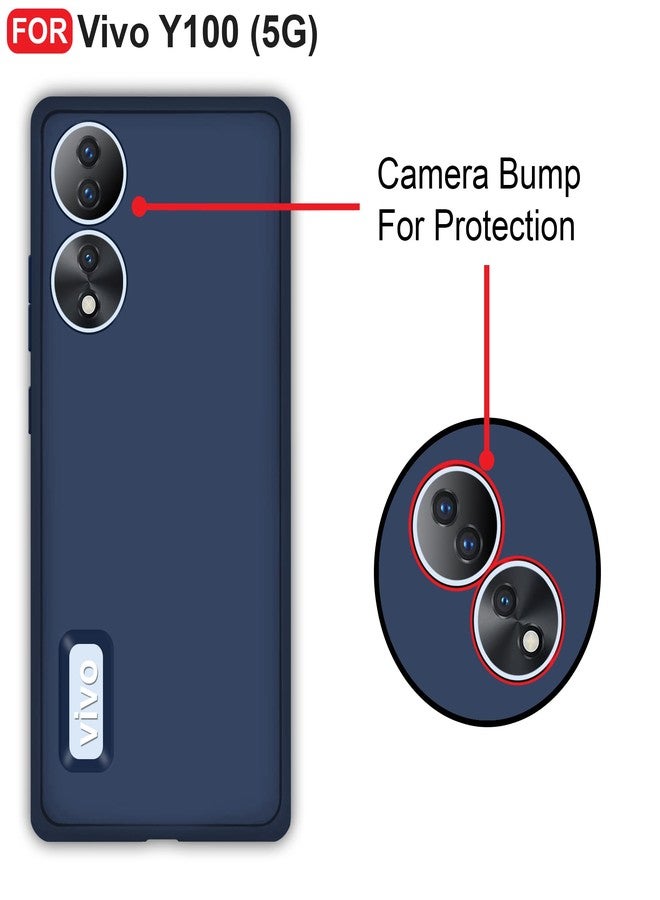 CEDO Vivo Y100 / Vivo T2 (5G) Back Cover | Camera Bump Protection & Inner Velvet Fabric Lining | Ultra Slim Matte Soft Rubberised Case Cover (Blue) - Image 3
