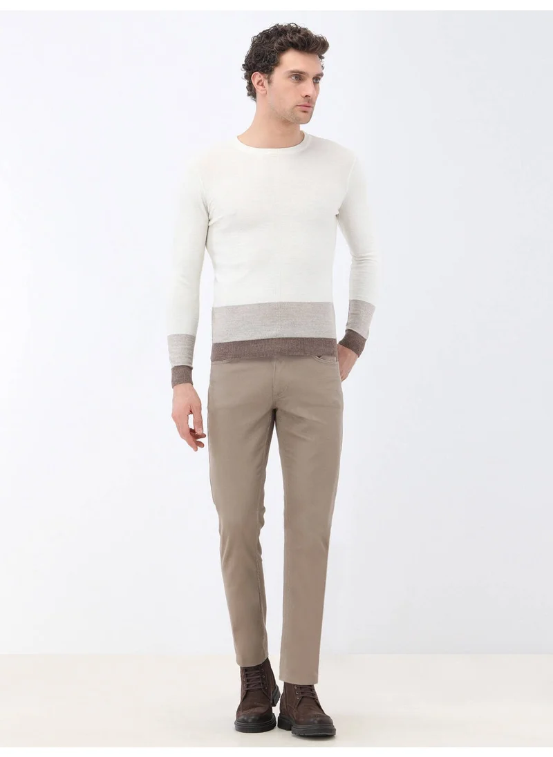 Kip Ecru Crew Neck Wool Blend Knitwear