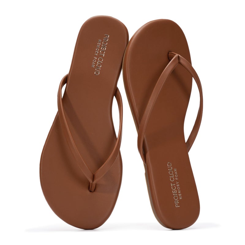 Project Cloud Flip Flops for Women Footwear- Lightweight and Memory Foam Insole Sandals for Women 2026 - Durable Non-Slip Beach Essentials Flats for Women Sandals (Foundations,WHISKEY,7M) - Image 1