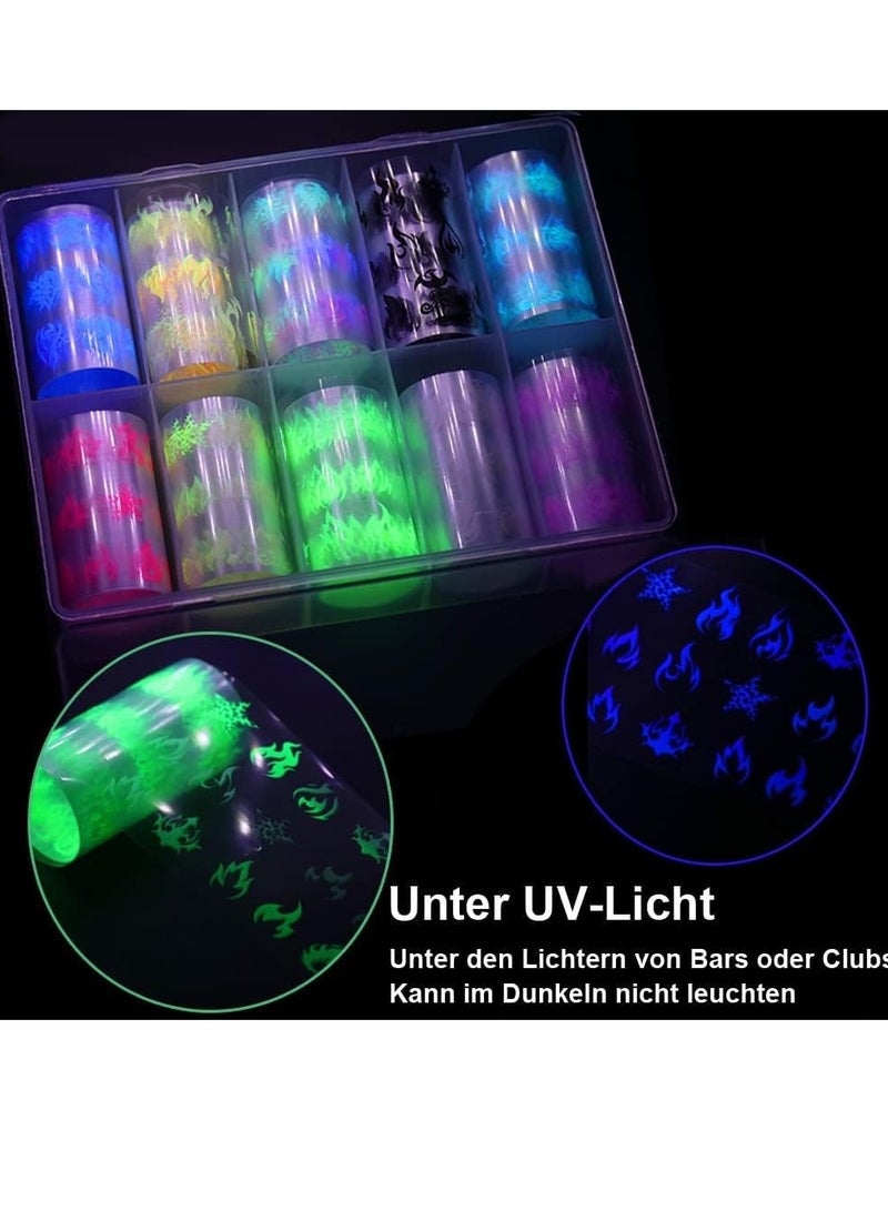 Luminous Nail Art Supplies Self Adhesive Nail Decals Flame Star Moon Heart Designer Nail Stickers for Women Acrylic Nails Design Manicure Art Decorations - Image 3