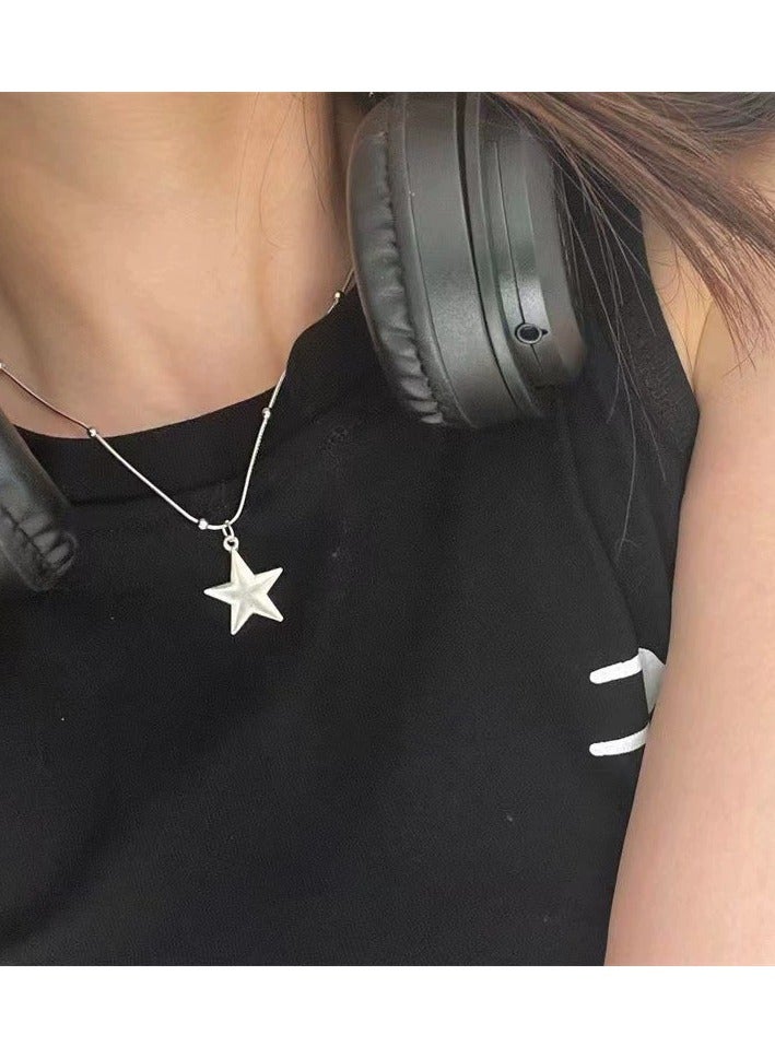 Goolsky Minimalist Irregular Star Pendant Necklace – Women’s Cold Tone Titanium Steel Collar Chain, Simple & Versatile, Daily Wear - Image 1