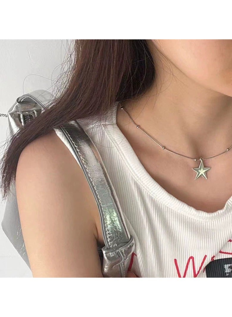 Goolsky Minimalist Irregular Star Pendant Necklace – Women’s Cold Tone Titanium Steel Collar Chain, Simple & Versatile, Daily Wear - Image 3