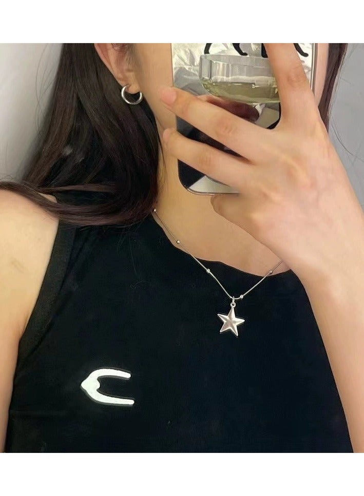 Goolsky Minimalist Irregular Star Pendant Necklace – Women’s Cold Tone Titanium Steel Collar Chain, Simple & Versatile, Daily Wear - Image 2