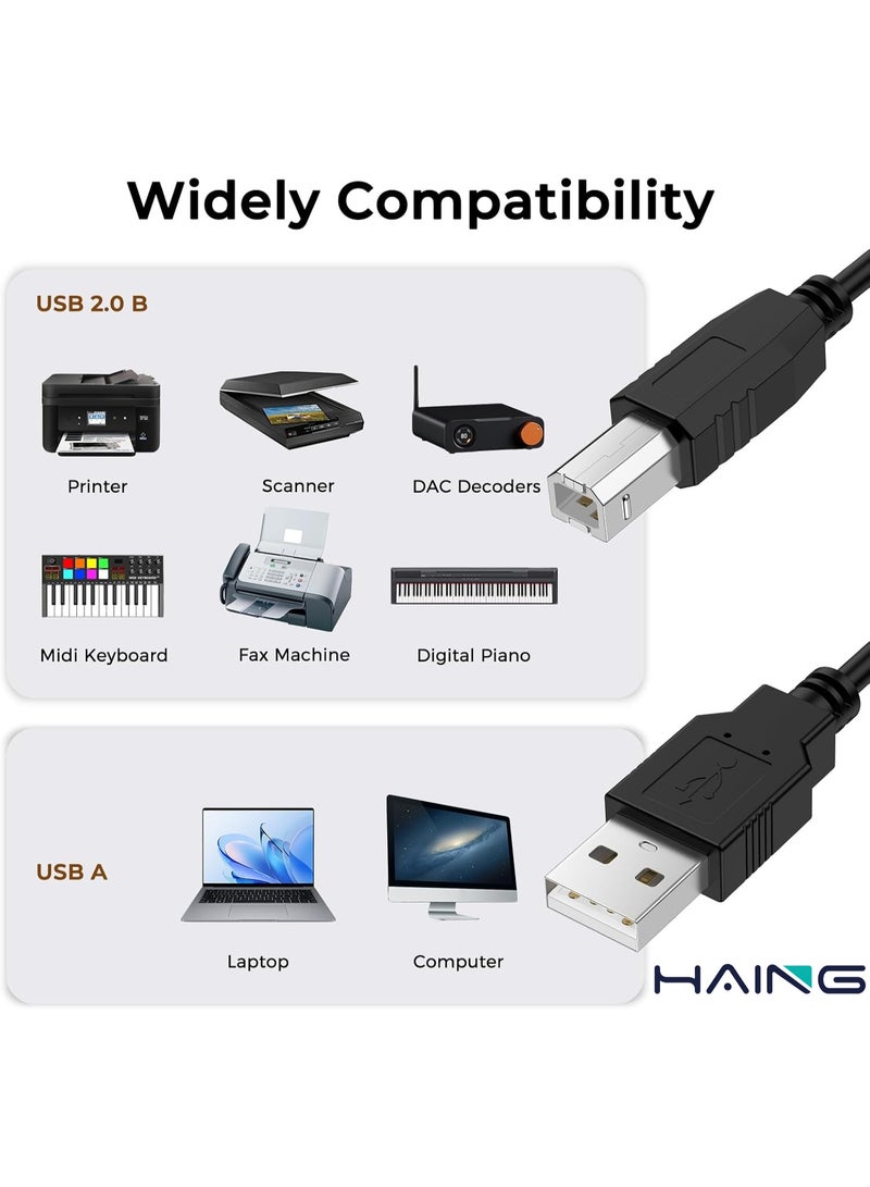 HAING High-Speed 3 Meters USB 2.0 Printer USB Cable (Type A Male to Type B Male) - Image 3